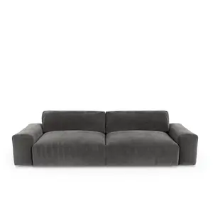 Sia Home Canapé 3 places velours gris graphite 220cm pas cher