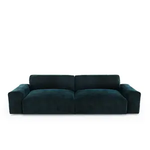 Sia Home Canapé 3 places velours bleu paon 220cm pas cher