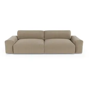 Sia Home Canapé 4 places tissu tramé toucher doux taupe 240cm pas cher