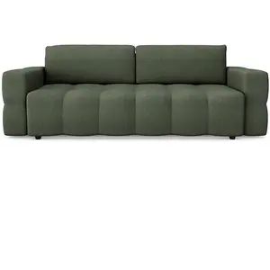 Sia Home Canapé 4 places convertible coffre noyer tissu tramé vert olive pas cher