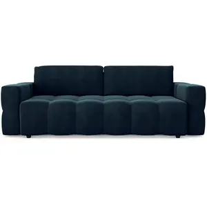 Sia Home Canapé 4 places convertible coffre noyer velours bleu paon pas cher