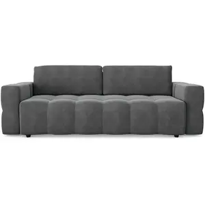 Sia Home Canapé 4 places convertible coffre noyer velours gris graphite pas cher