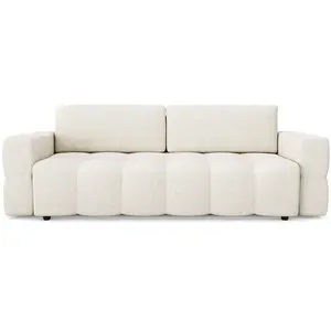 Comparateur de prix : Sia Home Canapé 4 Places Convertible Coffre Noyer Tissu Bouclette Crème