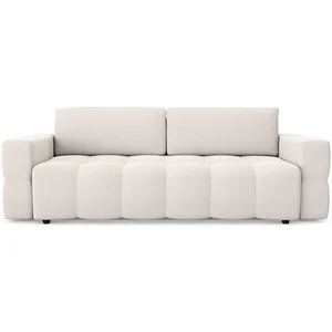 Sia Home Canapé 4 places convertible coffre noyer tissu tramé crème pas cher