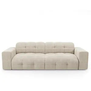SIA HOME Canapé 4 places velours crème 230cm TU pas cher