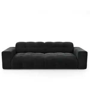 Sia Home Canapé 4 places velours noir 230cm pas cher