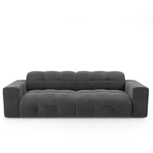 Sia Home Canapé 4 places velours gris graphite 230cm pas cher