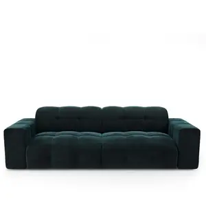 Sia Home Canapé 4 places velours bleu paon 230cm pas cher