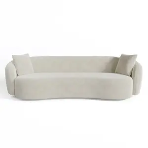 Sia Home Canapé 3 places tissu tramé toucher doux crème 210cm pas cher