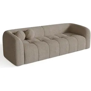Sia Home Canapé 3 places tissu bouclette taupe 226cm pas cher