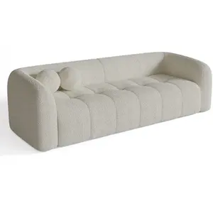 Sia Home Canapé 3 places tissu bouclette crème 226cm