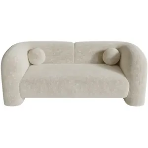Sia Home Canapé 2 places velours à motifs crème 168cm pas cher