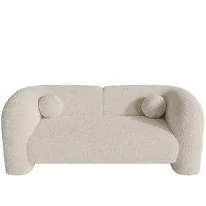 Sia Home Canapé 2 places tissu bouclette crème 168cm pas cher