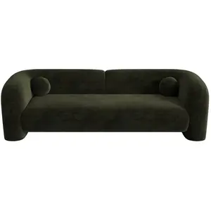 Sia Home Canapé 3 places velours à motifs kaki 226cm pas cher