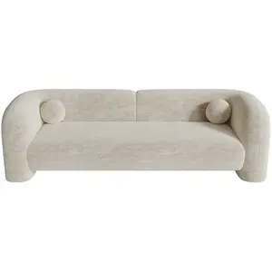 Sia Home Canapé 3 places velours à motifs crème 226cm pas cher