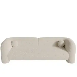 Sia Home Canapé 3 places tissu bouclette crème 226cm pas cher