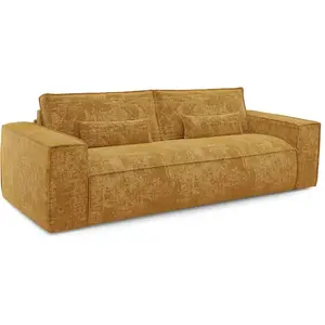 Premium Interiors Canapé convertible express 4 places en velours gaufré moutarde pas cher