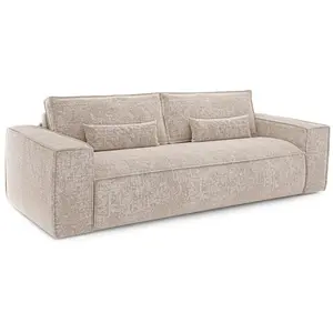 Premium Interiors Canapé convertible express 4 places en velours gaufré beige pas cher