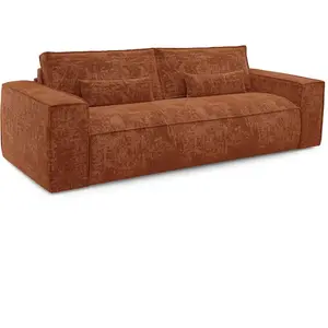 Premium Interiors Canapé convertible express 4 places en velours gaufré terracotta pas cher