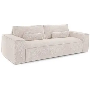 Premium Interiors Canapé convertible express 4 places en velours gaufré crème pas cher