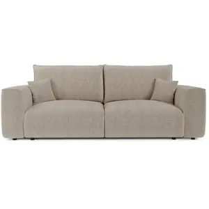 Canapé convertible express 3 places en tissu tramé toucher doux beige pas cher