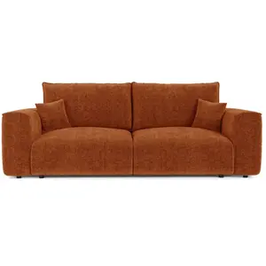 Canapé convertible express 3 places en tissu toucher doux terracotta pas cher