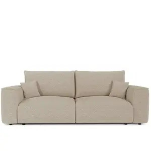 Canapé convertible express 3 places en tissu bouclette beige pas cher