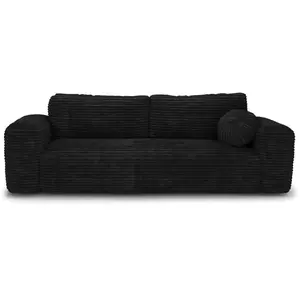 Canapé convertible avec coffre 4 places en velours côtelé xxl noir pas cher