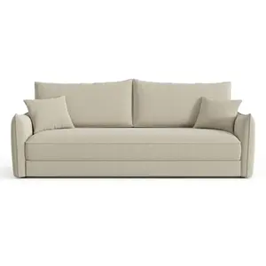 Canapé convertible 3 places tissu tramé beige 213cm pas cher