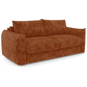 Premium Interiors Canapé convertible express 3 places en velours gaufré terracotta pas cher