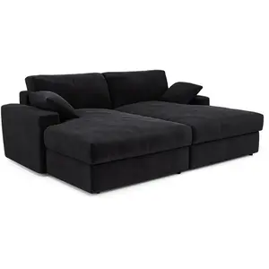 Canapé modulable 4 places en velours noir pas cher
