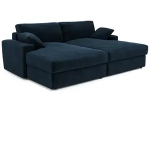 Canapé modulable 4 places en velours bleu nuit pas cher
