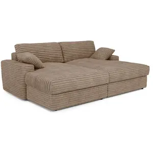 Premium Interiors Canapé modulable 4 places en velours côtelé xxl taupe