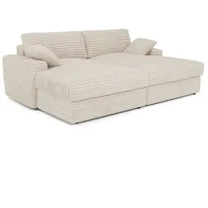 Premium Interiors Canapé modulable 4 places en velours côtelé xxl crème pas cher