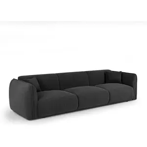 Canapé 4 places 4 places en tissu tramé toucher doux anthracite foncé pas cher