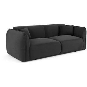 Canapé 3 places 3 places en tissu tramé toucher doux  anthracite foncé pas cher