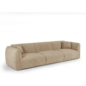 Canapé 4 places 4 places en velours à motifs beige taupe pas cher