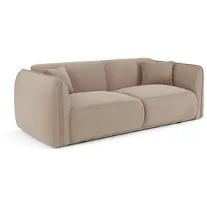 Canapé 3 places 3 places en tissu tramé toucher doux  taupe pas cher