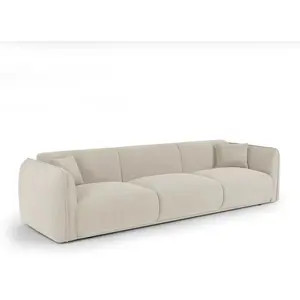 Canapé 4 places 4 places en tissu tramé toucher doux beige pas cher