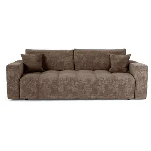 Canapé convertible express 4 places en velours gaufré taupe pas cher