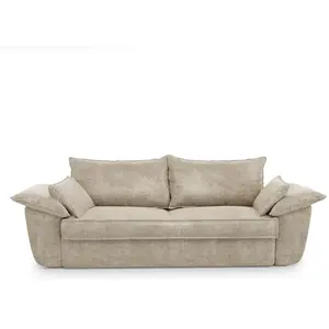 Canapé 3 places velours beige 230cm pas cher