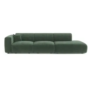 Canapé gauche 5 places velours à motifs vert émeraude 310cm MYRA pas cher