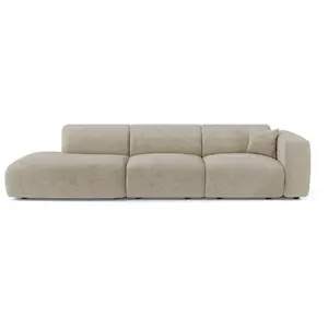 Canapé droit 5 places velours à motifs beige 310cm MYRA pas cher
