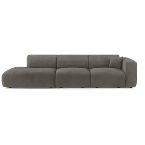 Canapé droit 5 places velours à motifs gris 310cm MYRA pas cher