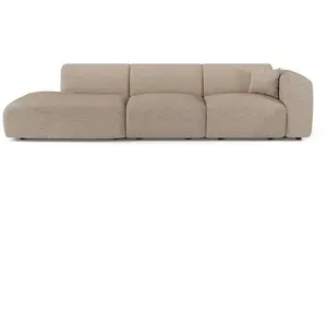 Canapé droit 5 places bouclette taupe 310cm MYRA pas cher