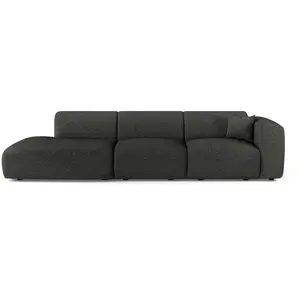 Canapé droit 5 places bouclette anthracite foncé 310cm MYRA pas cher