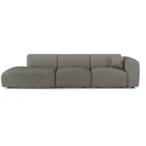 Canapé droit 5 places bouclette gris graphite 310cm MYRA pas cher