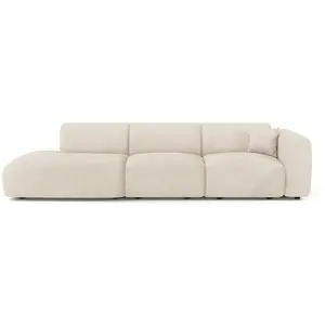 Canapé droit 5 places velours côtelé crème 310cm MYRA pas cher