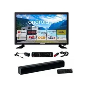 Comparateur de prix : ANTARION Pack tv led 22" 55cm smart tv camping 12v + barre de son compacte