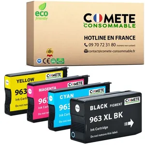 COMETE - Marque Française - 963XL - 4 Cartouches d'encre compatible av...